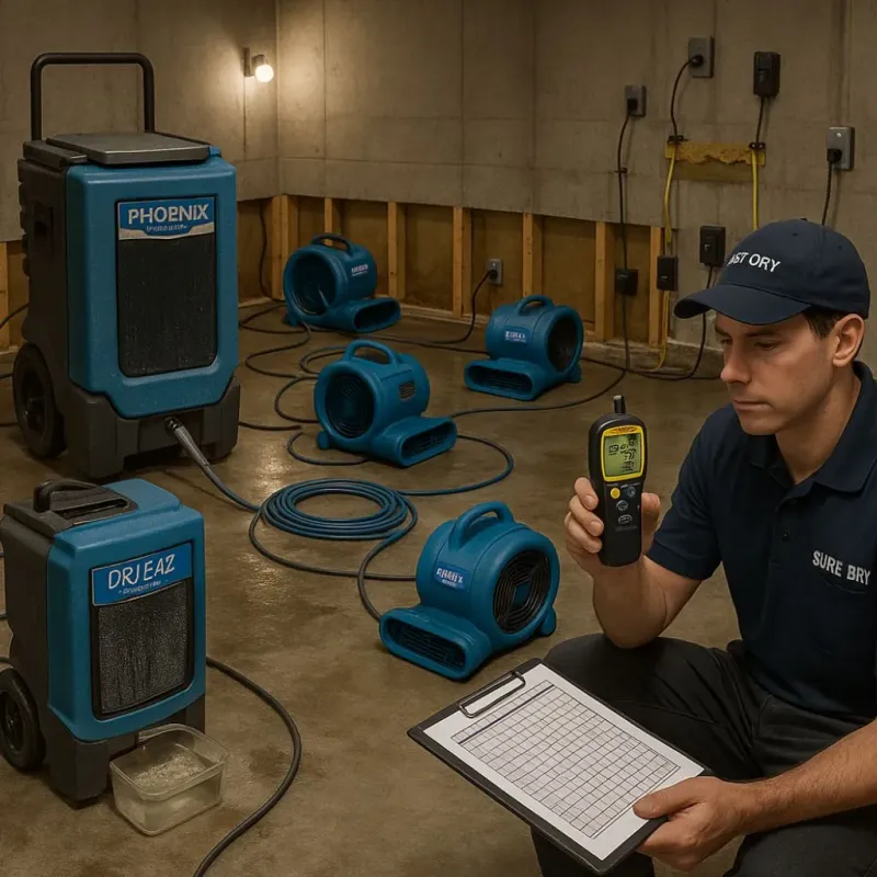 Structural Drying and Dehumidification process in Shrewsbury, NJ